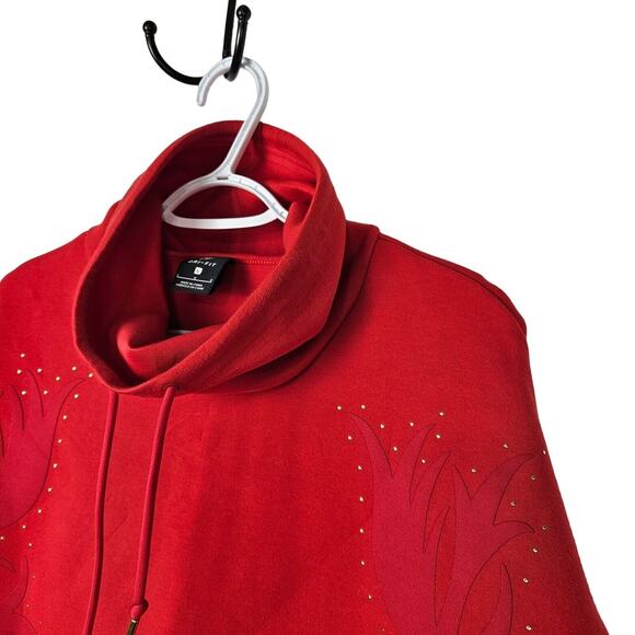 Nike Womens Dri Fit Funnel Neck Sweater Size L Red Pullover Floral Stud Boutique - Picture 8 of 12